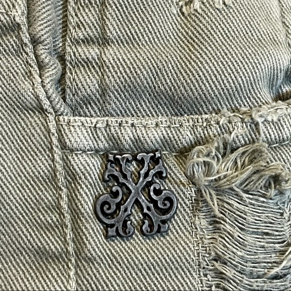 John John Olive Green Distressed Raw Hem Shorts - Picture 5 of 16